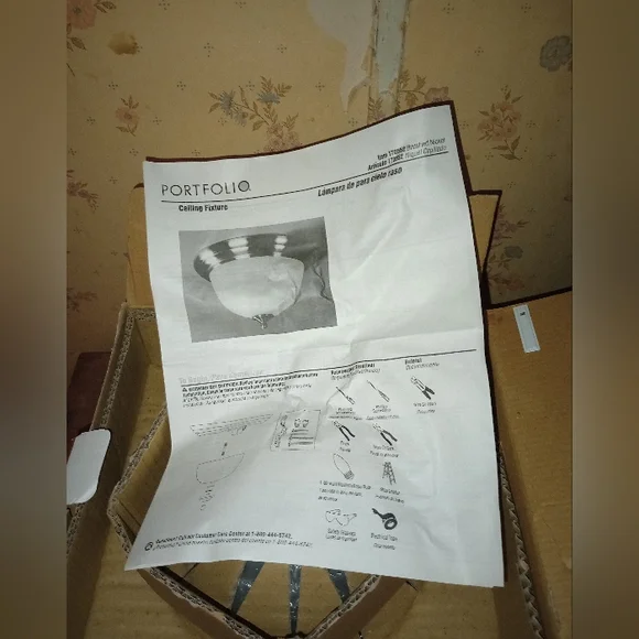 Portfolio Interior Ceiling Fixture #170552 Brushed Nickel Finish Alabaster Shade - Picture 3 of 16